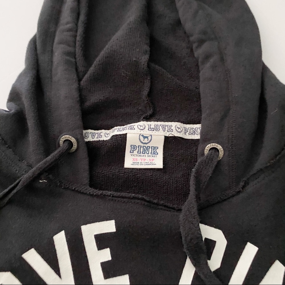 PINK Victoria’s secret black hooded sweatshirt - Picture 3 of 5